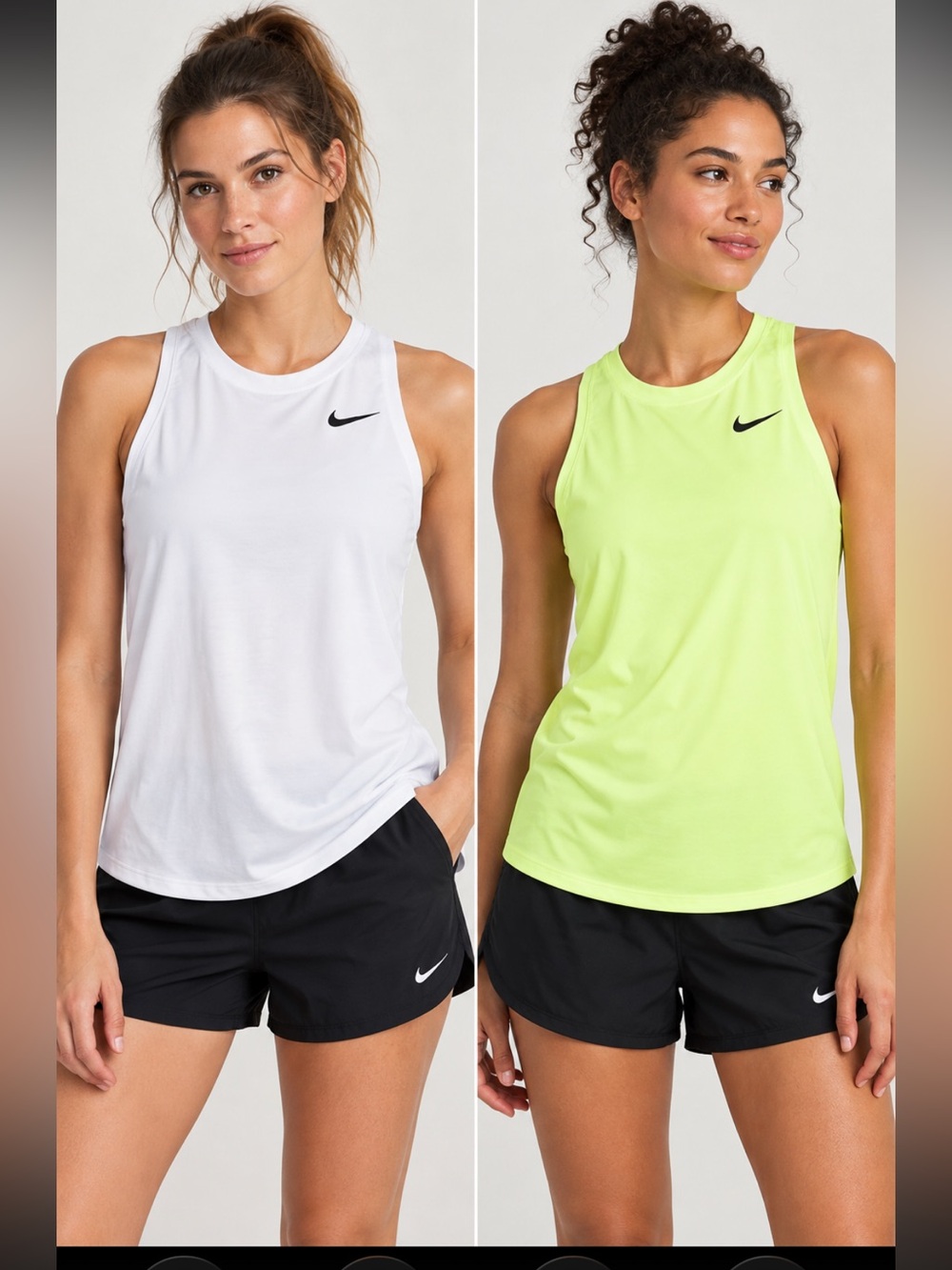 Nike Two Pack Women's Dri-FIT Training Tank in White and Neon Yellow Medium EUC